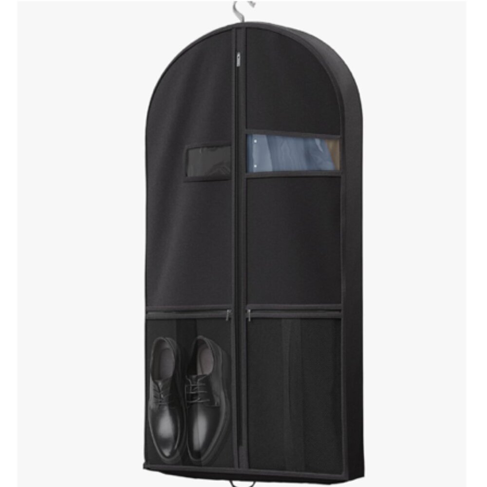Travel Garment Bag with Zipper Pocket, Suit Bag for Suits, Dresses, Coats